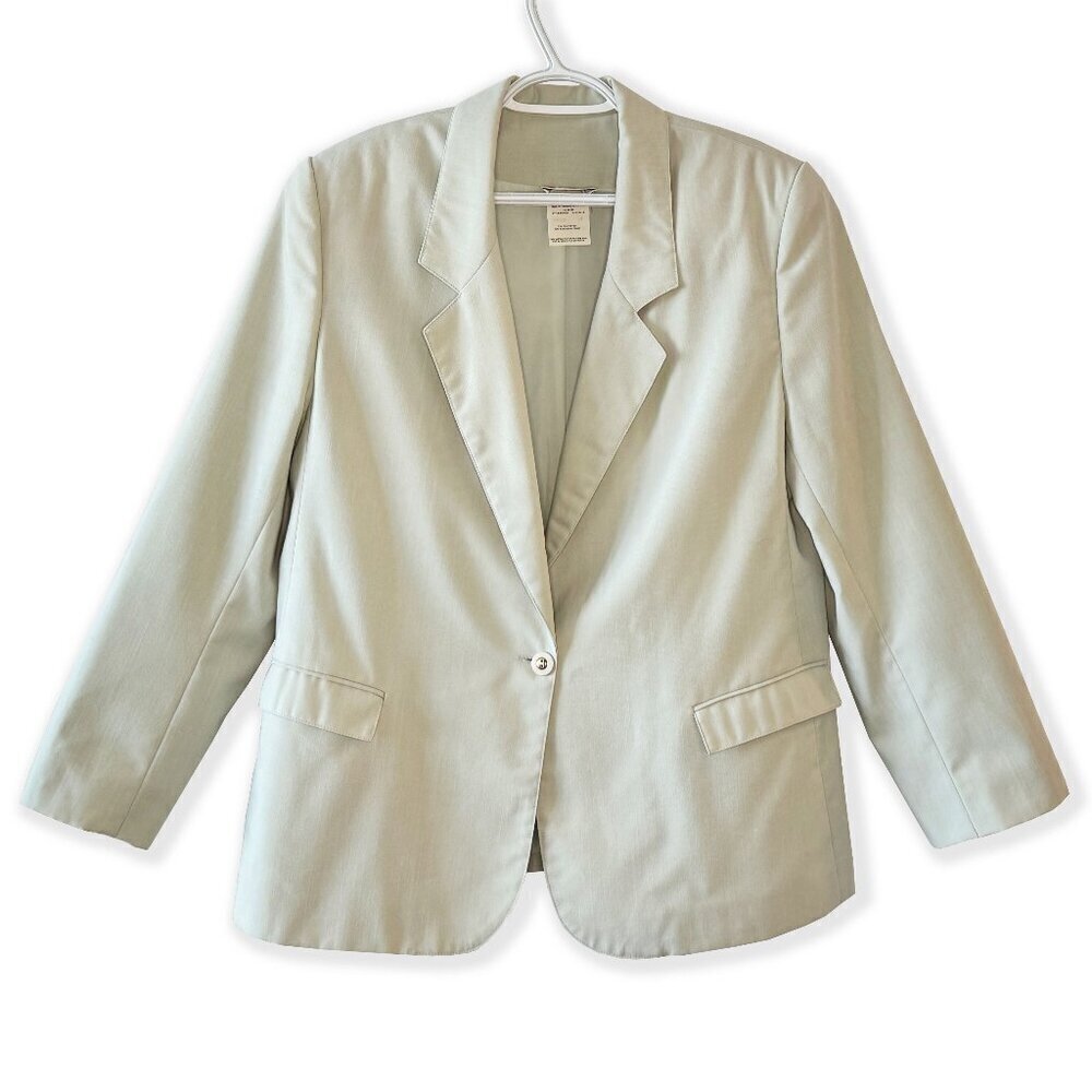 Vintage 80s D'Allairds Oversized Blazer - Light Sage Green - Lightweight Jacket
